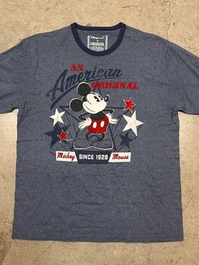 Mickey Mouse "American Original... Since 1928" Flocked Ringer DISNEY T-Shirt MD